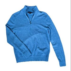 Banana Republic Extra Fine Merino Wool 1/4 Zip Pullover Sweater Blue Men’s Sz S